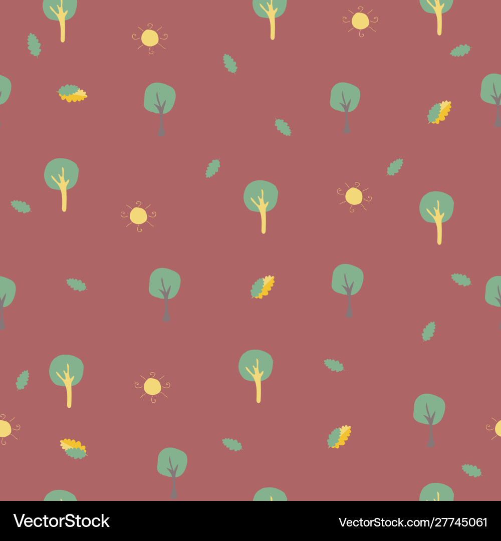 Simple seamless pattern with trees foreswoods Simple seamless pattern with trees foreswoods Vector Image