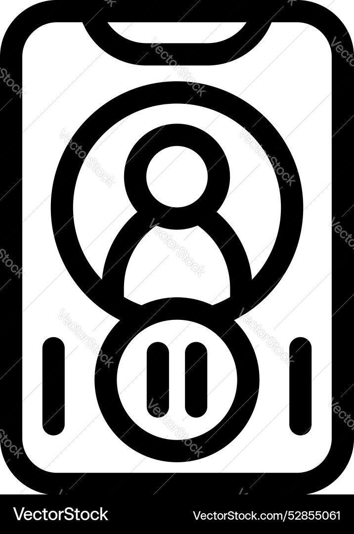 Smartphone showing user profile with pause button Smartphone showing user profile with pause button Vector Image