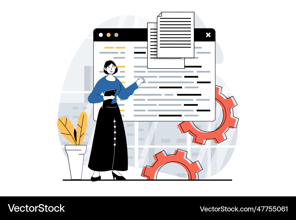 Software development concept with people scene Software development concept with people scene vector image
