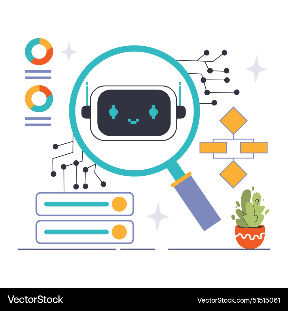 Unsupervised learning concept flat Vector Image