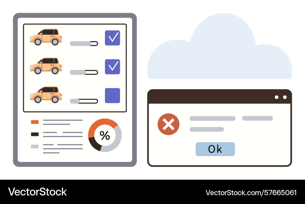 Vehicle data analysis with checklist and cloud Vehicle data analysis with checklist and cloud vector image