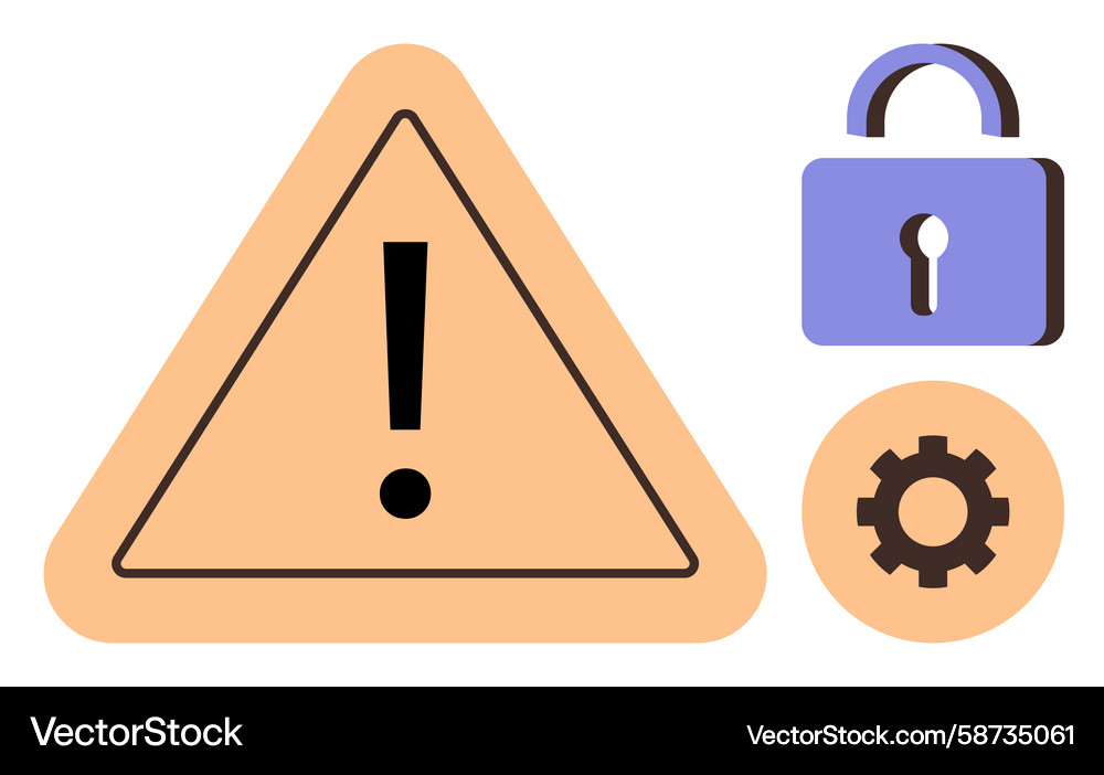 Warning triangle with exclamation mark lock Vector Image