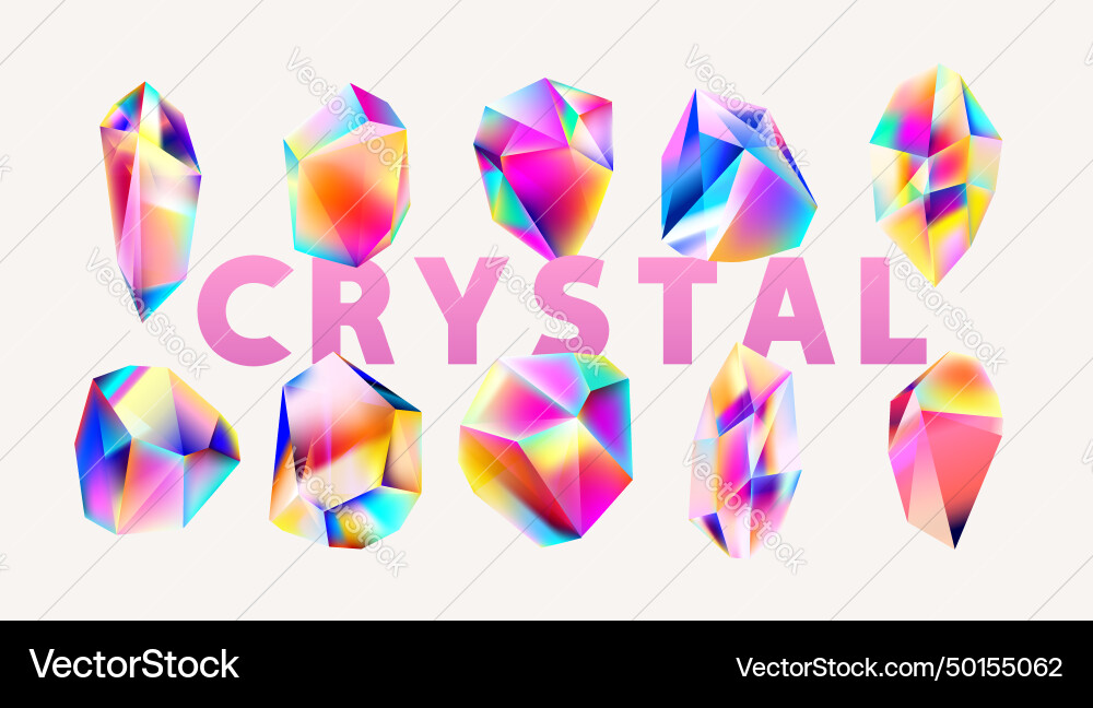 Abstract colorful background of gradient crystals vector image