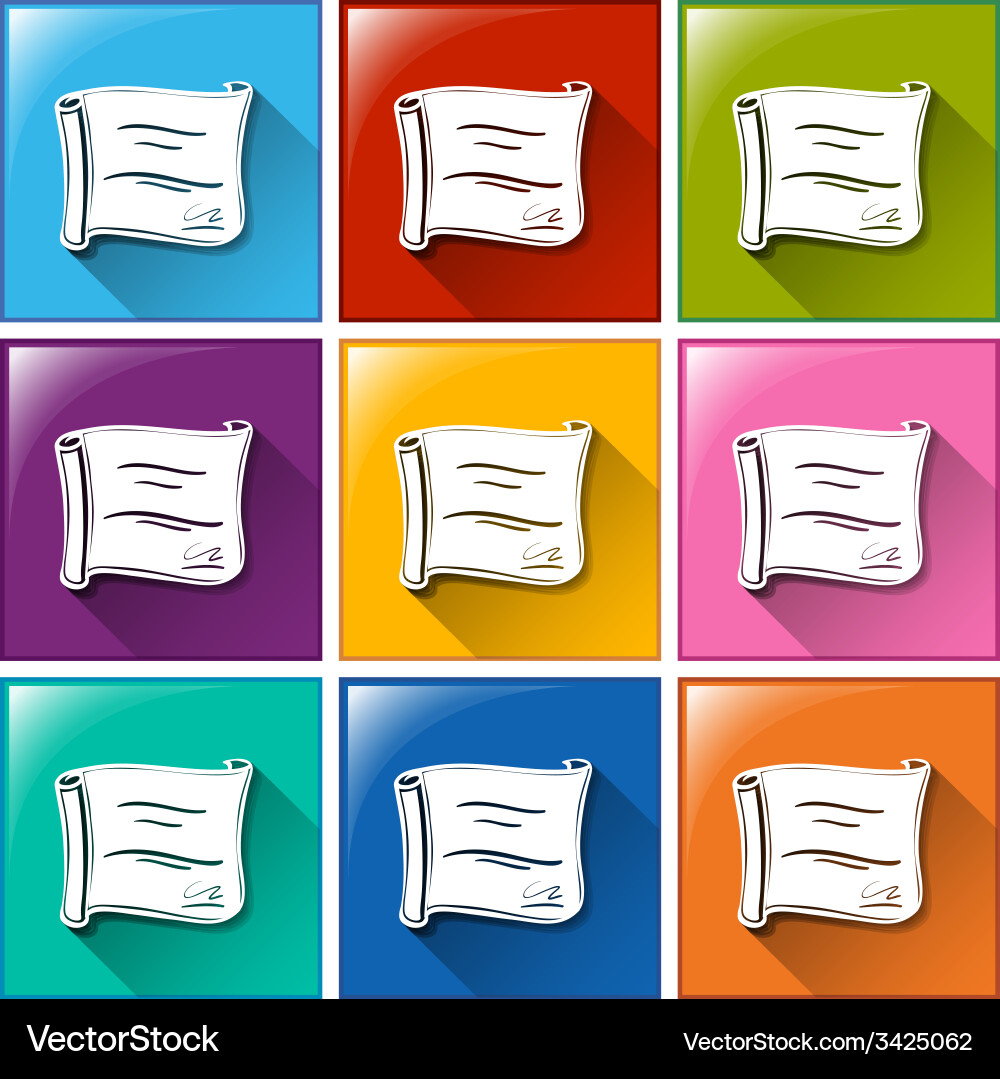 Colourful square buttons with certificates Vector Image