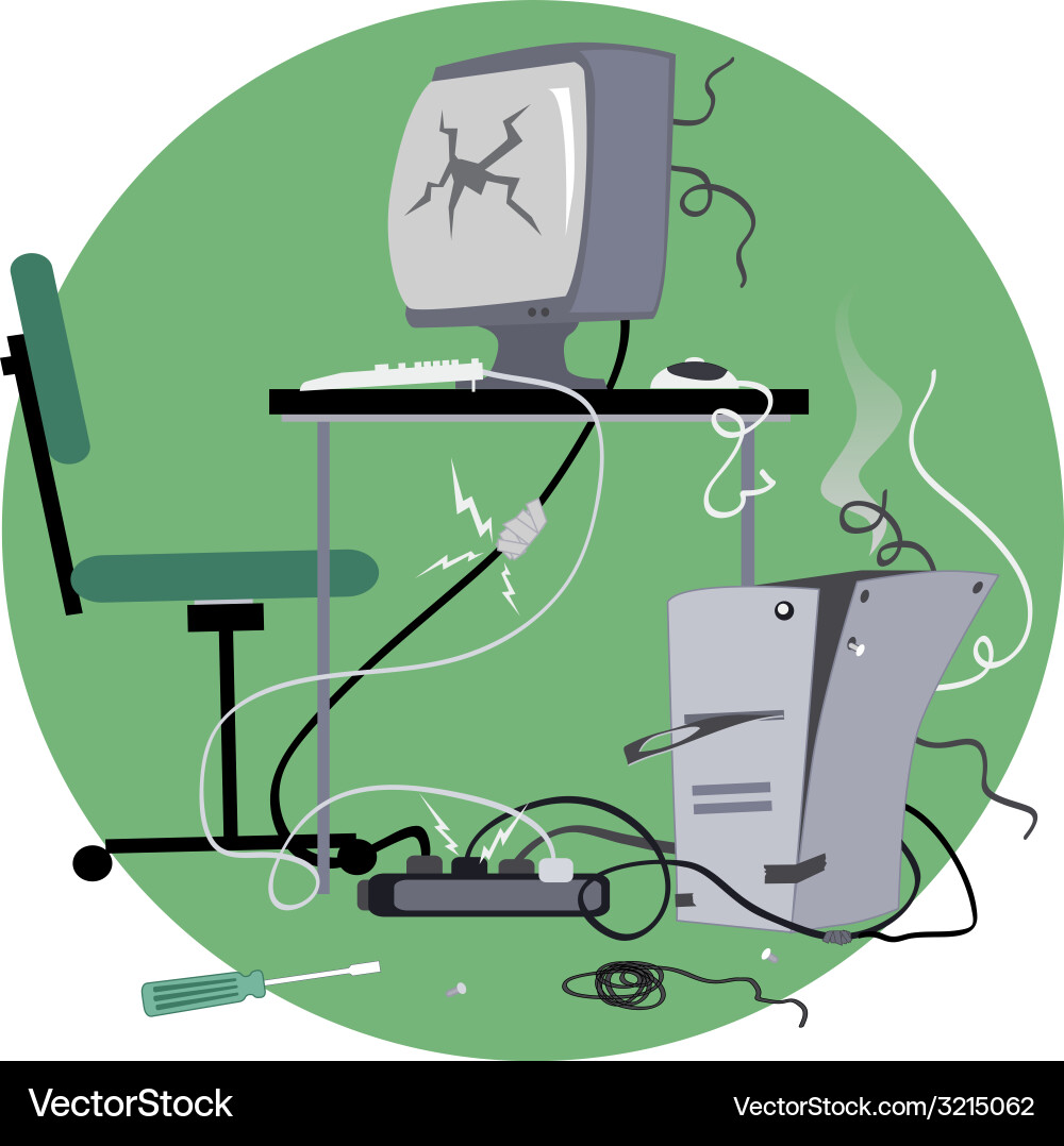Defunct Desktop Computer Vector Image