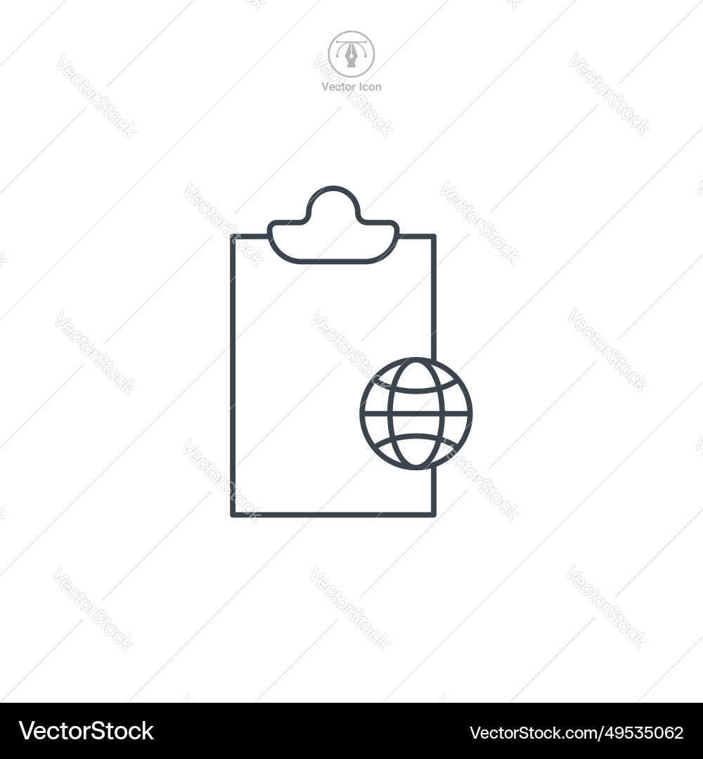 Document with a globe icon symbol isolated Document with a globe icon symbol isolated vector image