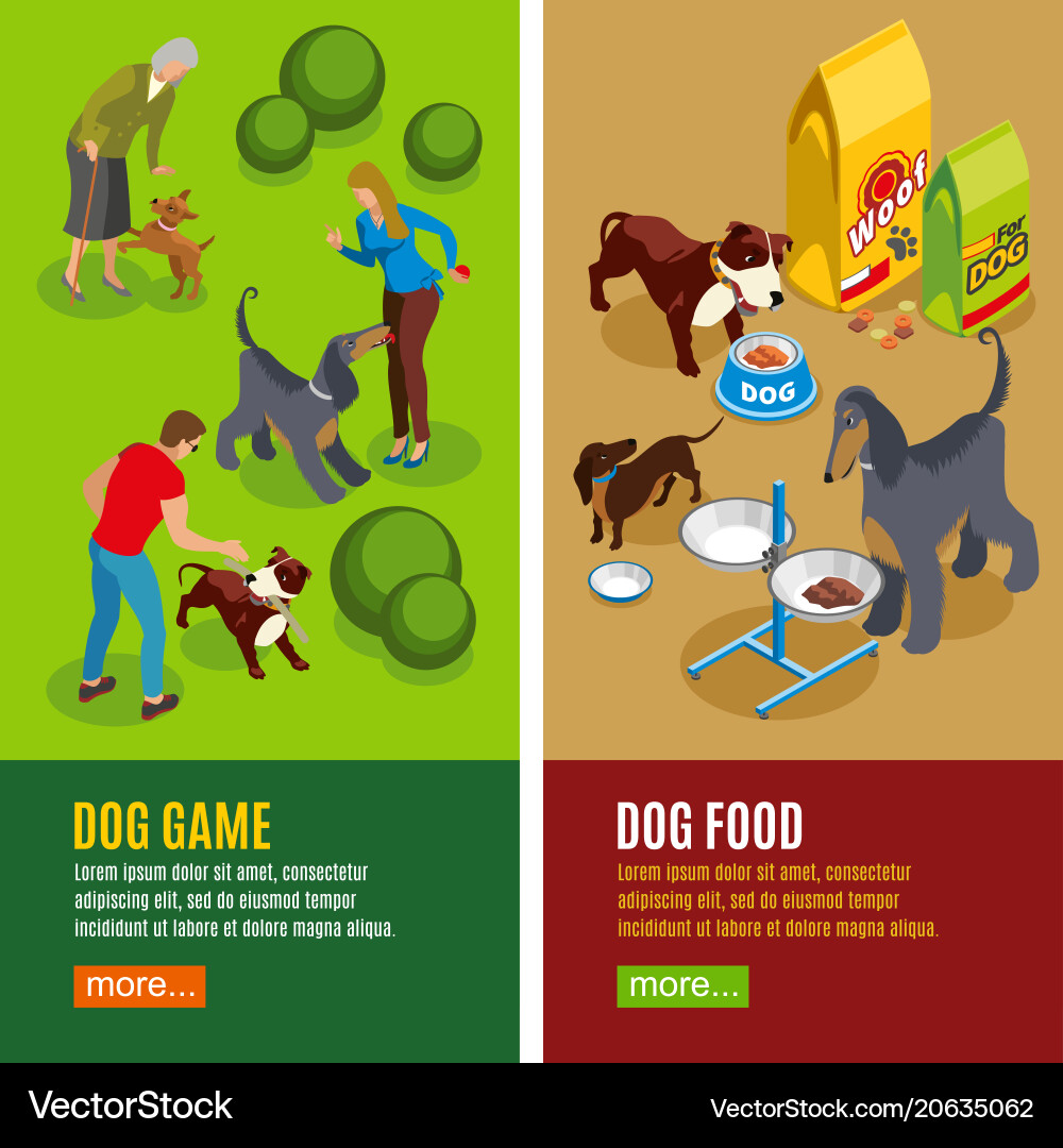 Dog vertical isometric banners Dog vertical isometric banners vector image