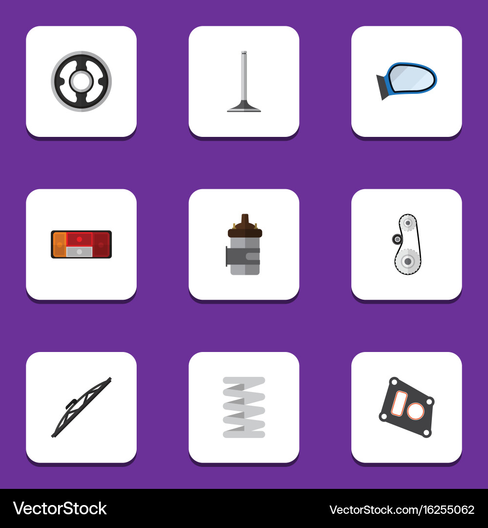 Flat icon component set of car segment cambelt Vector Image