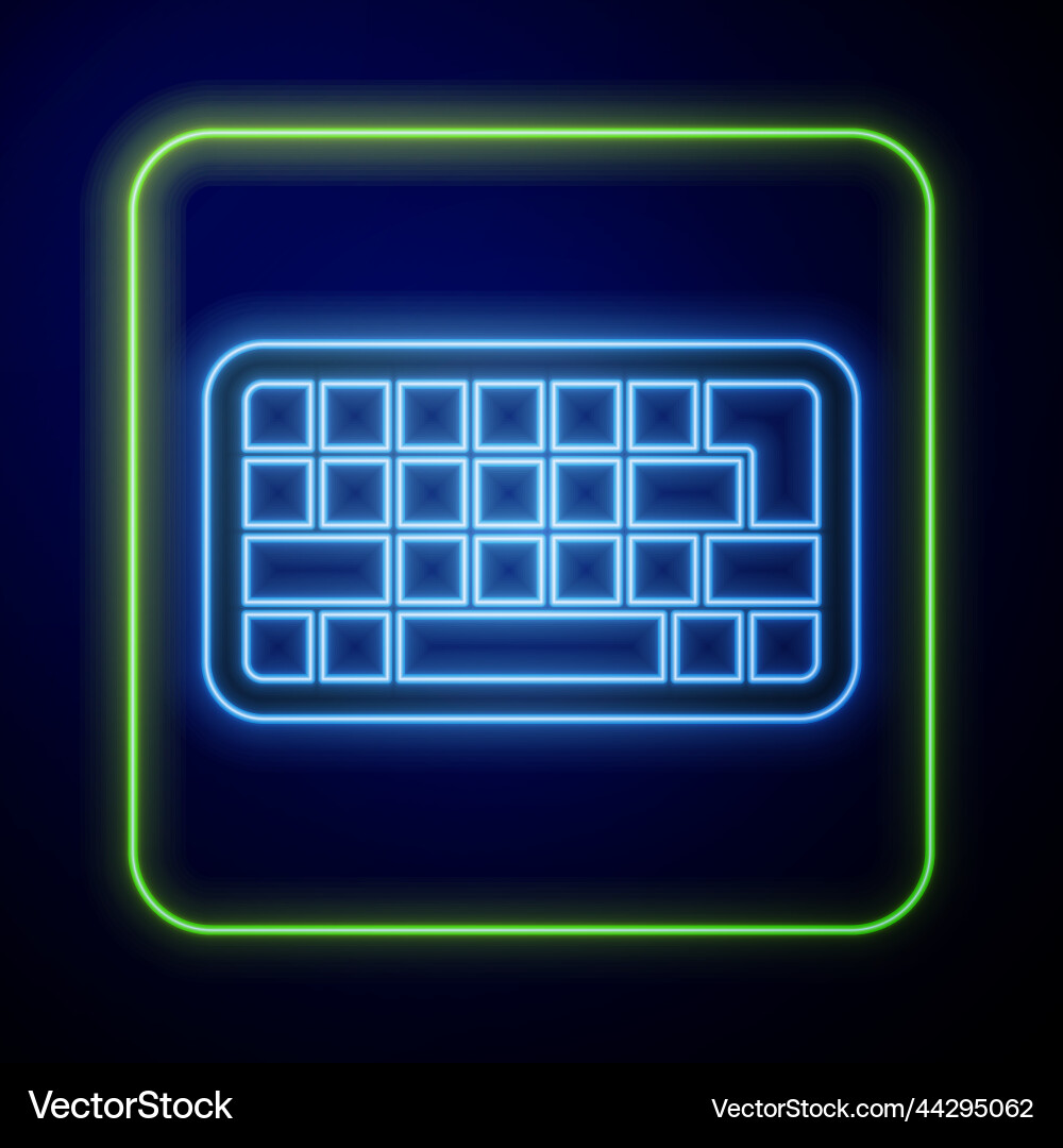 Glowing neon computer keyboard icon isolated Glowing neon computer keyboard icon isolated Vector Image