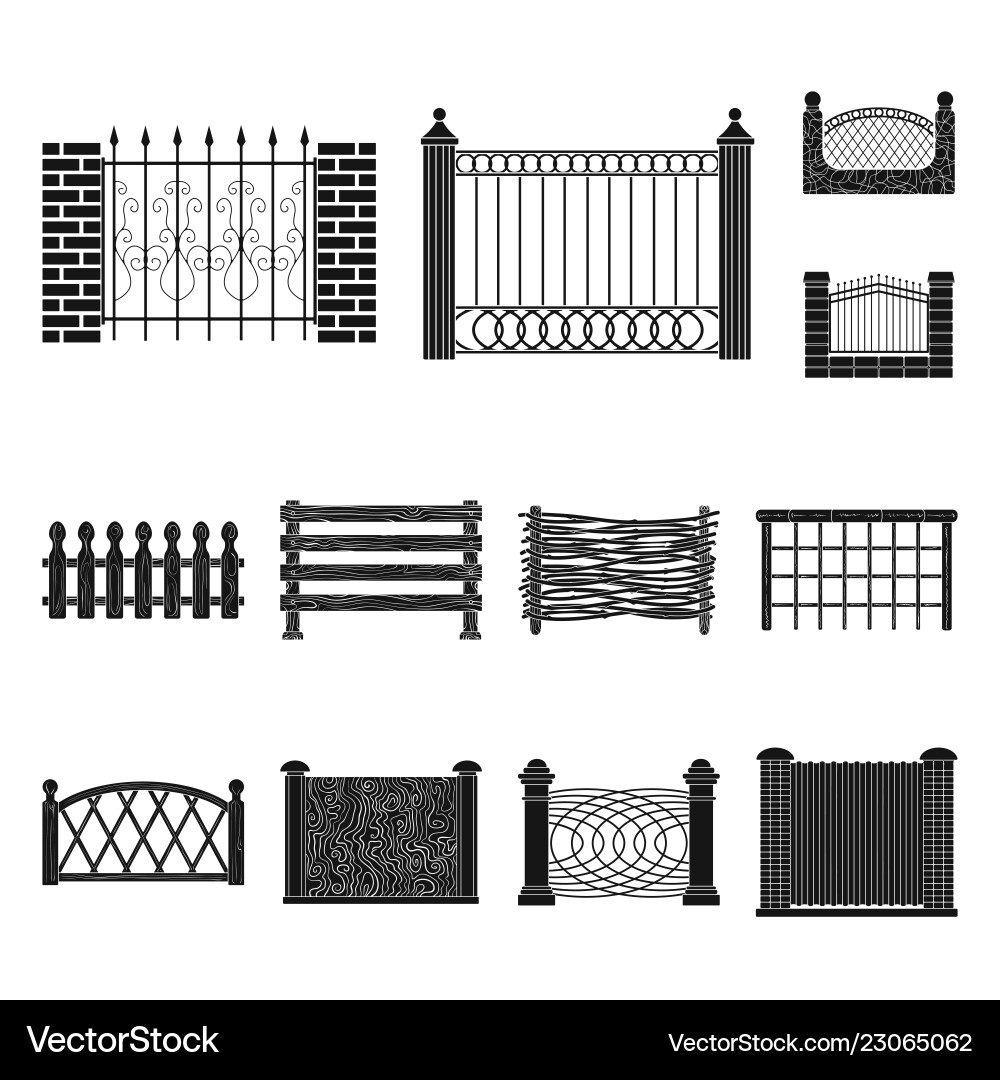 Isolated object of gate and fence sign collection vector image