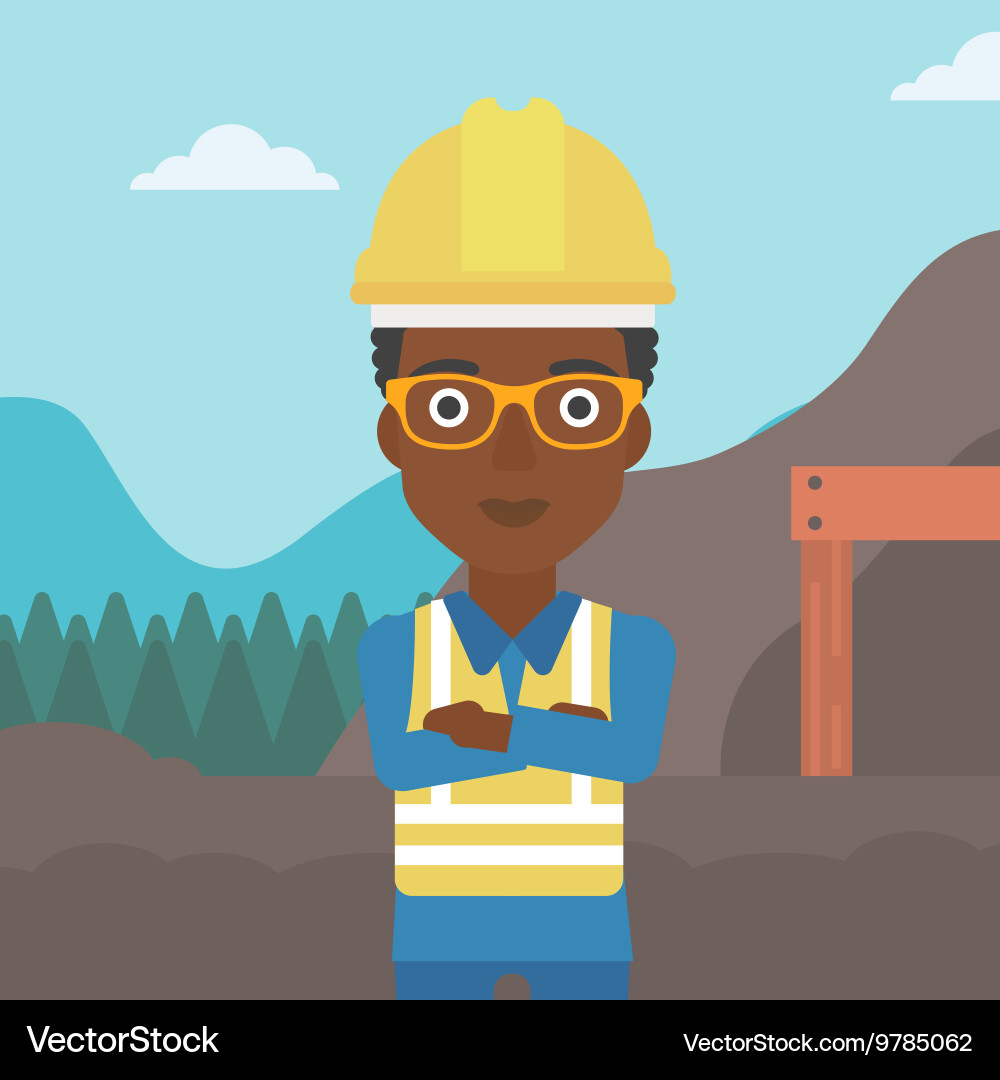 Miner with mining equipment on background vector image