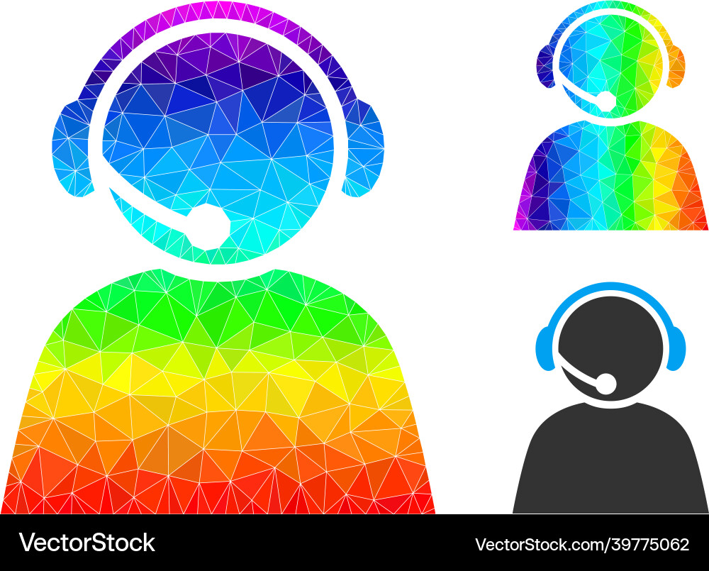 Polygonal call center operator icon Polygonal call center operator icon vector image