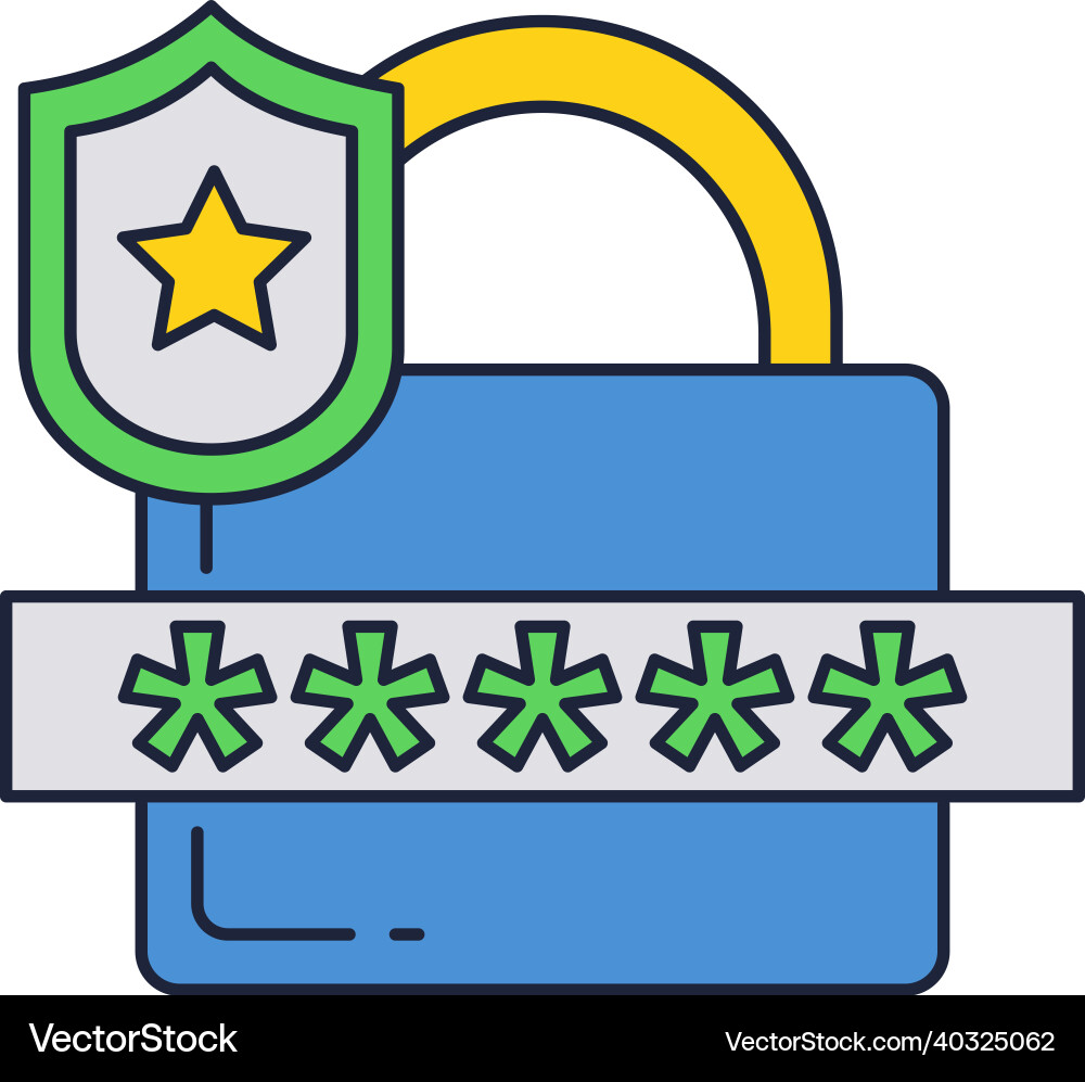 Secure password login icon flat isolated Vector Image