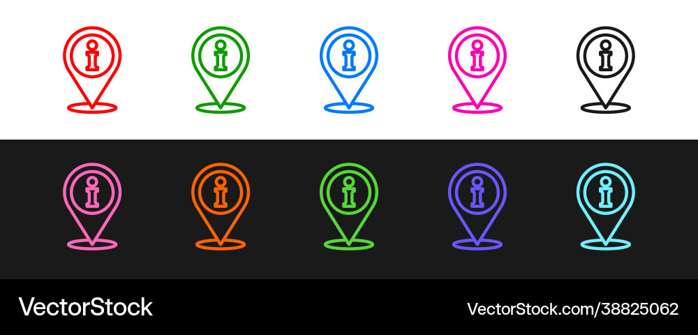 Set line location with information icon isolated Set line location with information icon isolated vector image