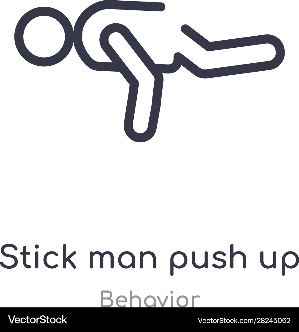 Stick man push up outline icon isolated line from vector image