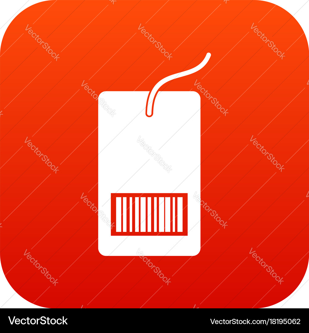 Tag with bar code icon digital red Vector Image
