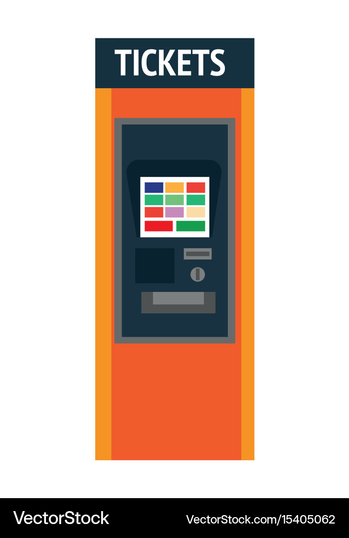 Tickets machine with sensor screen and convenient vector image