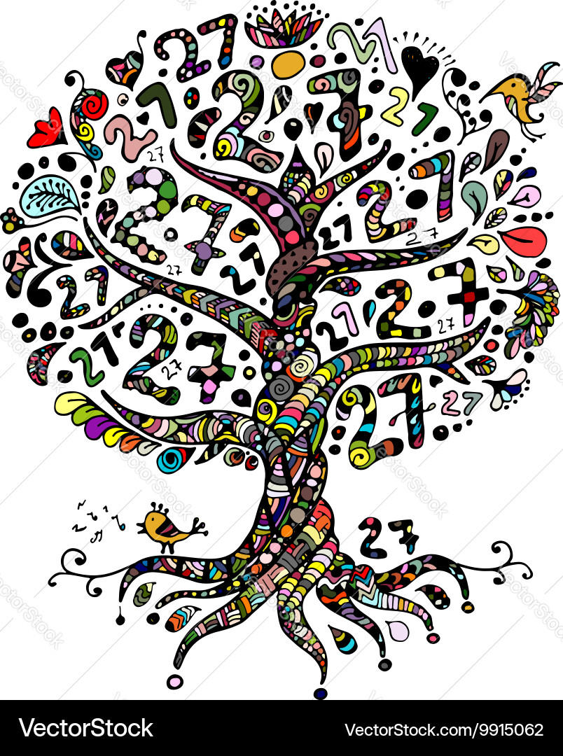 Tree 27 with roots entangle for your design vector image
