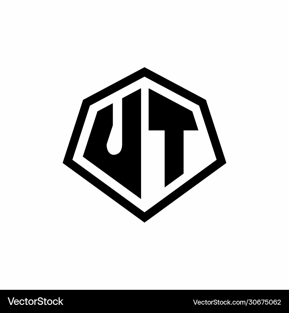Ut monogram logo with hexagon shape and line Vector Image