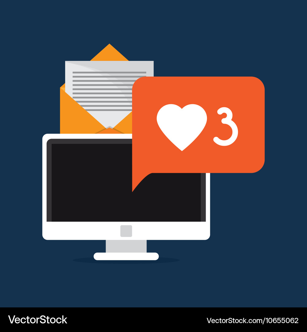 Web messaging through computer image Vector Image