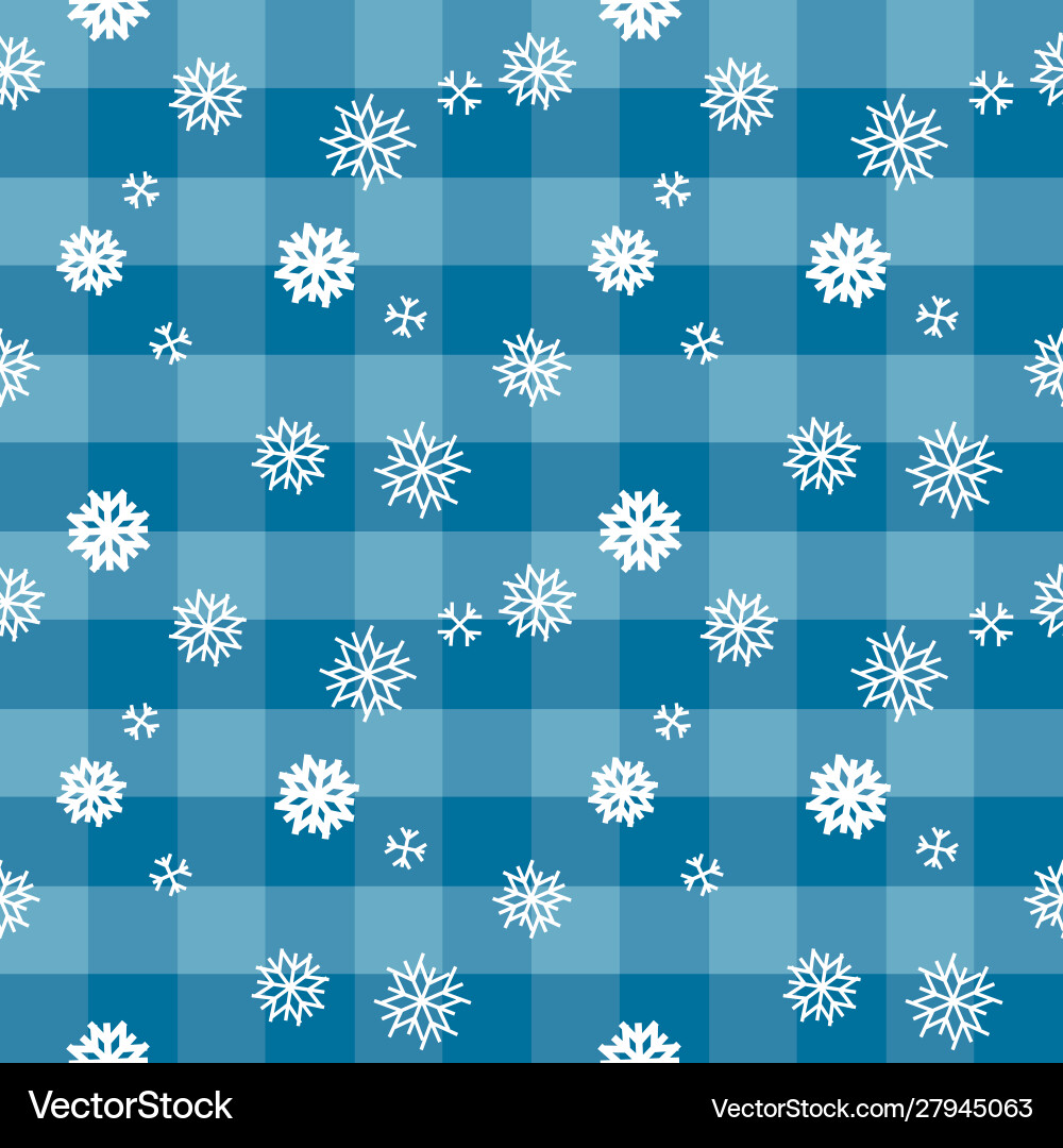 Checked snowflake pattern in blues repeat vector image