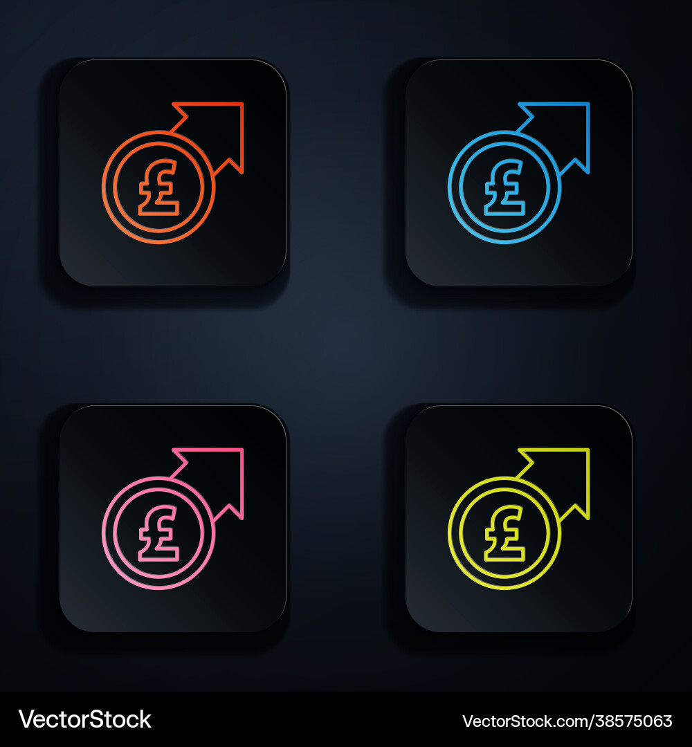 Color neon line financial growth and pound Color neon line financial growth and pound Vector Image
