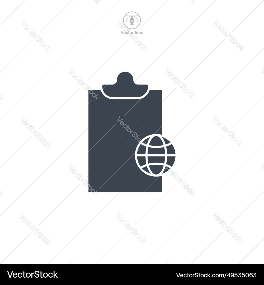 Document with a globe icon symbol isolated Document with a globe icon symbol isolated Vector Image