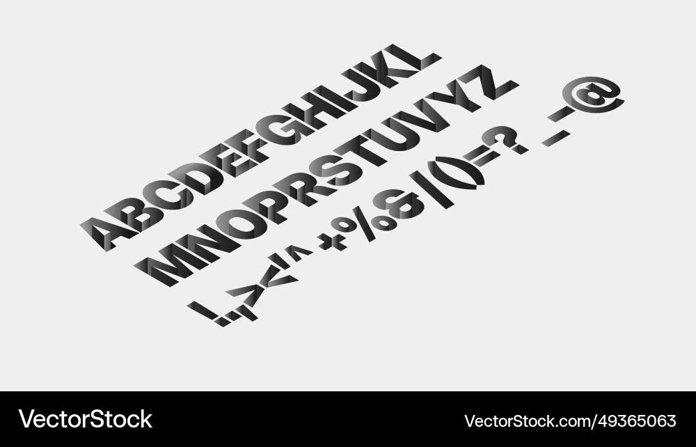 Isometric 3d font design three-dimensional Isometric 3d font design three-dimensional Vector Image