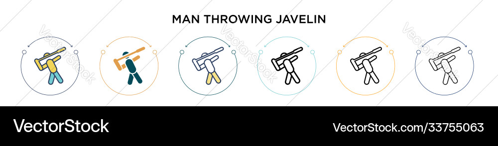 Man throwing javelin icon in filled thin line Man throwing javelin icon in filled thin line vector image