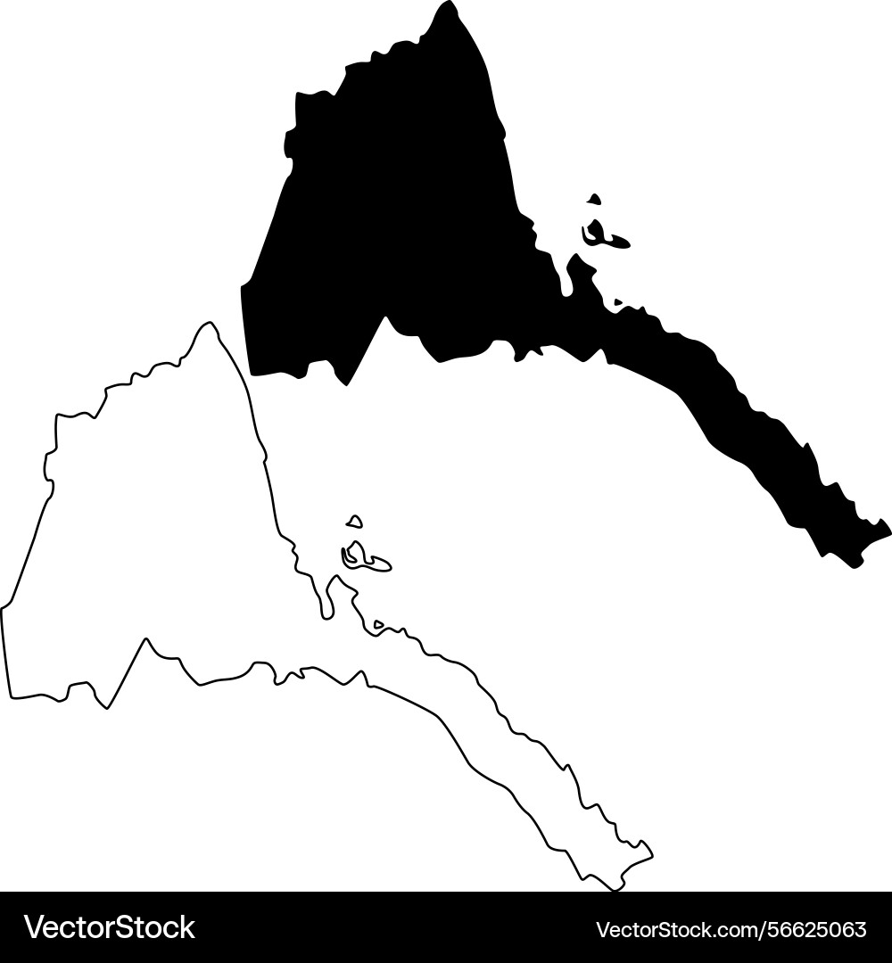 Map of eritrea silhouette flat and outline design vector image