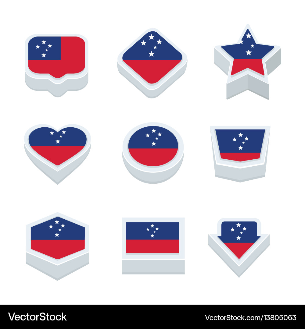 Samoa flags icons and button set nine styles vector image