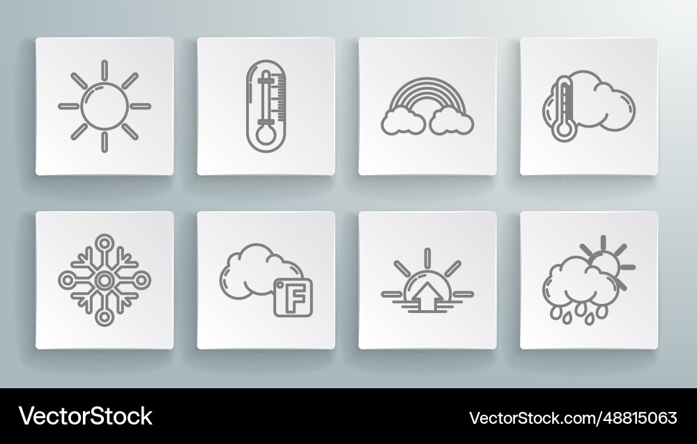 Set line snowflake thermometer fahrenheit Set line snowflake thermometer fahrenheit Vector Image