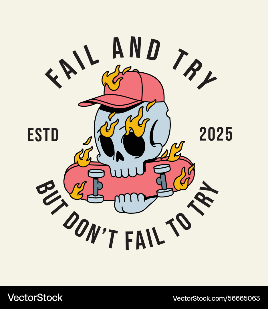 Skull skateboard retro cute Vector Image