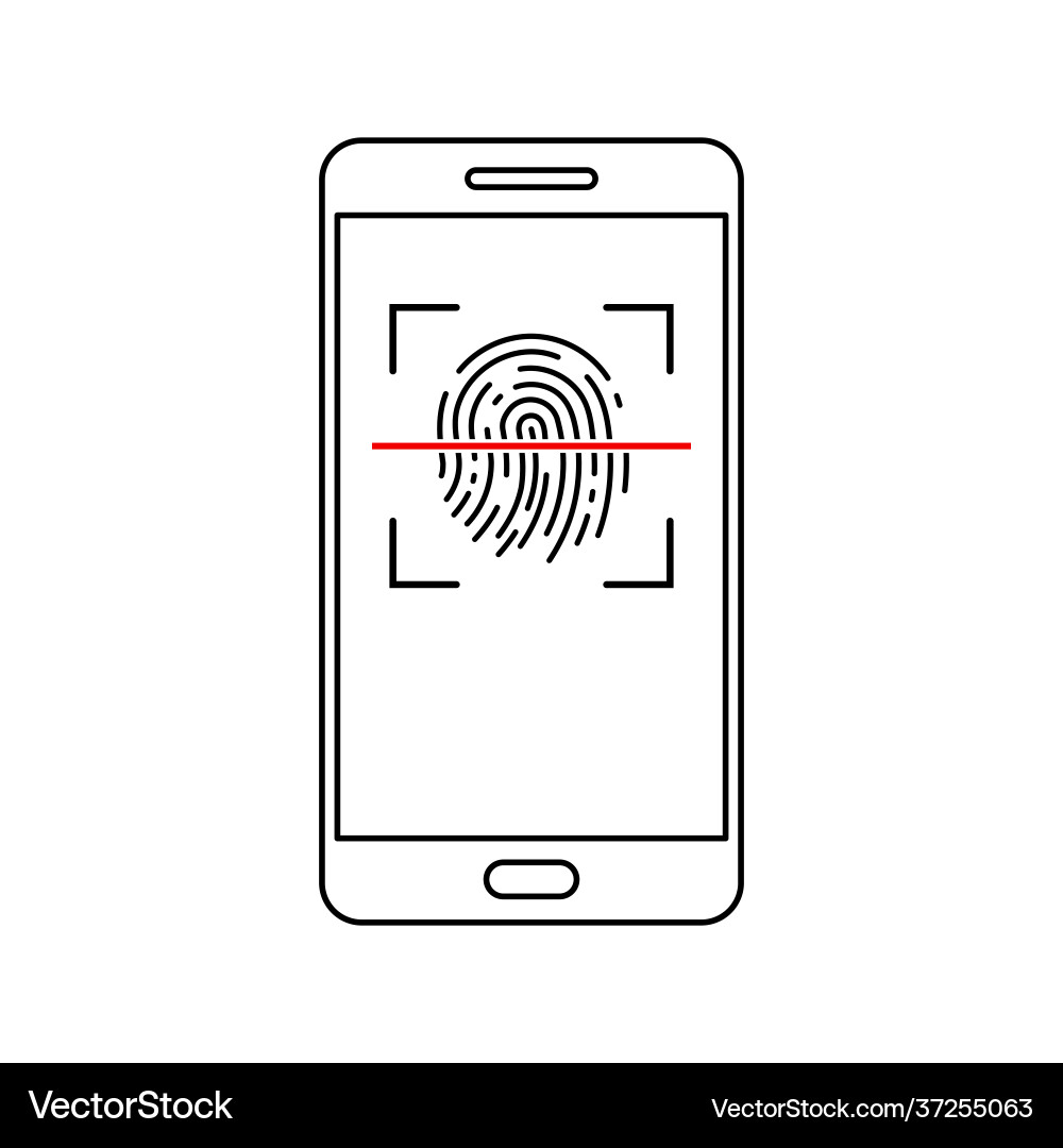 Smartphone unlocking icon fingerprint scan Smartphone unlocking icon fingerprint scan vector image