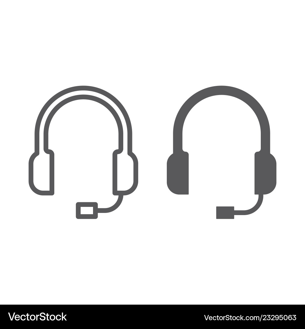 Support line and glyph icon helpline operator Vector Image