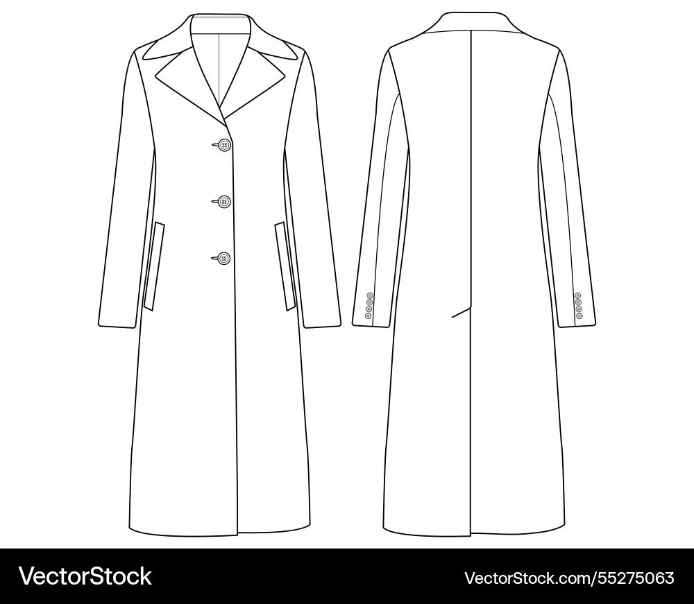 Women long blazer front and back Vector Image