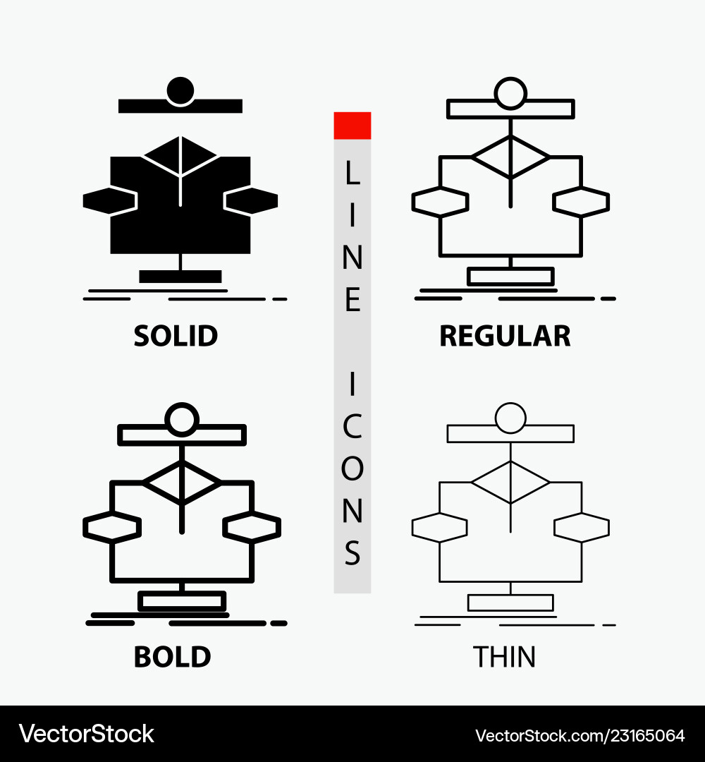 Algorithm chart data diagram flow icon in thin Algorithm chart data diagram flow icon in thin vector image