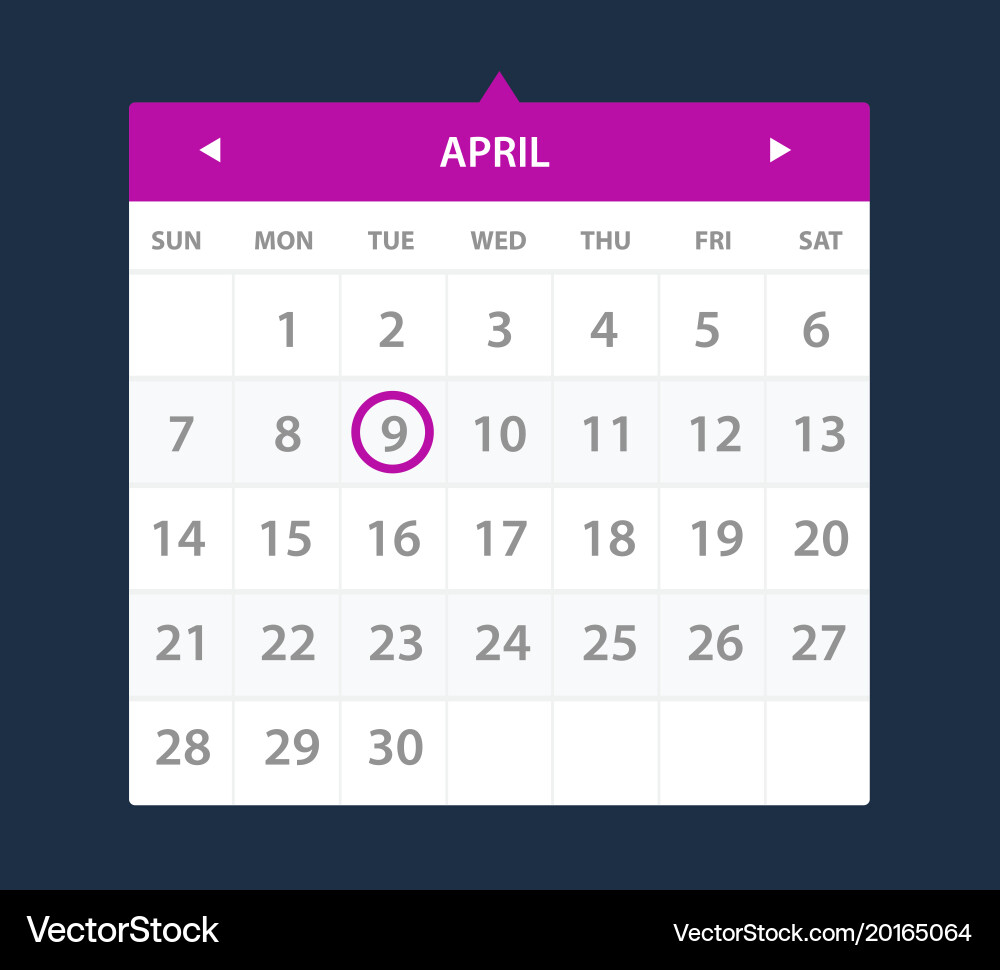 Calendar widget ui interface vector image