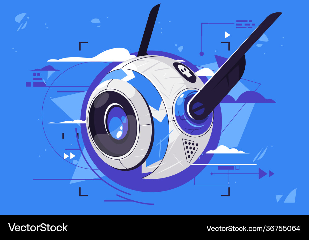 Futuristic round flying robot Futuristic round flying robot Vector Image