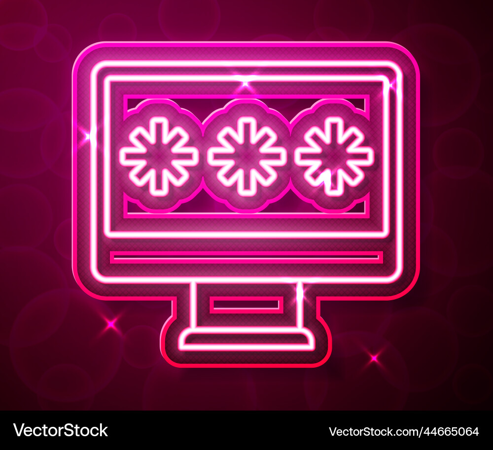 Glowing neon line monitor with password Glowing neon line monitor with password Vector Image