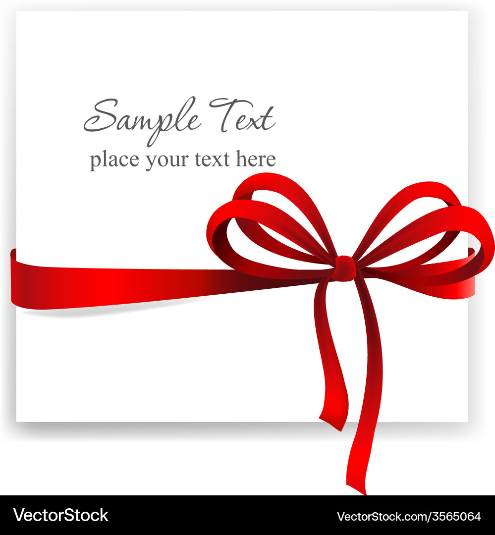 Greeting card with a red ribbon Royalty Free Vector Image