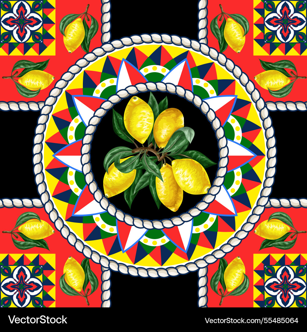 Lemon Tile Pattern Vector Image