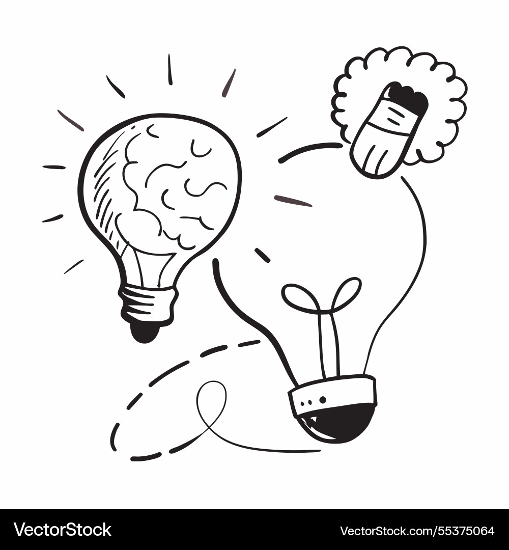 Light bulb and brain with innovation wording Vector Image