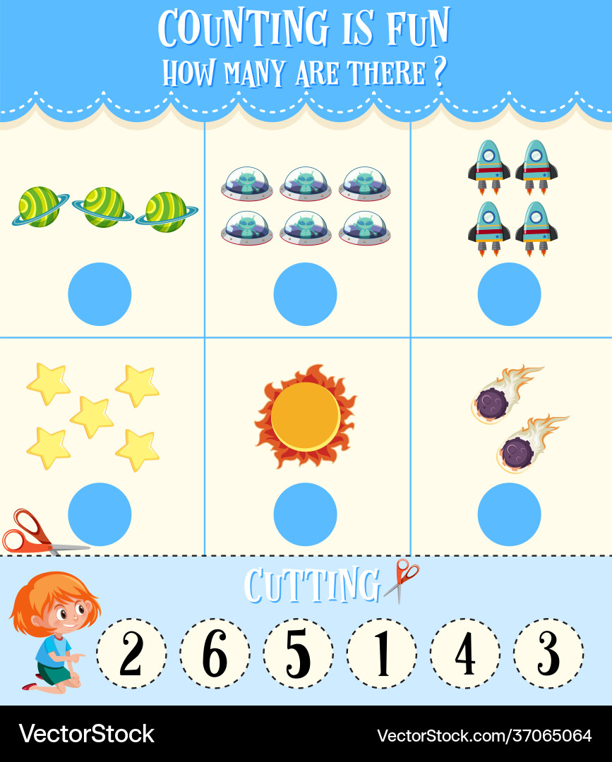 Math count number worksheet Math count number worksheet vector image