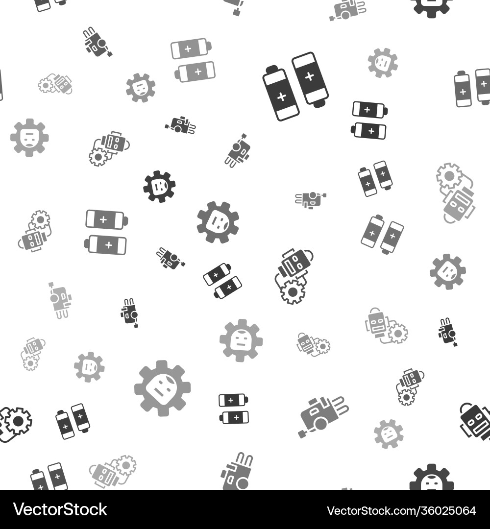Set battery robot setting and on seamless Set battery robot setting and on seamless vector image