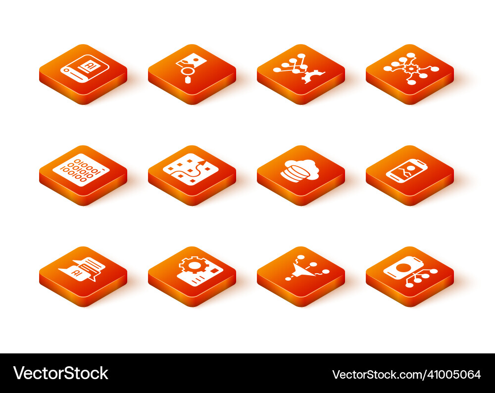 Set chat bot neural network binary code funnel Set chat bot neural network binary code funnel Vector Image
