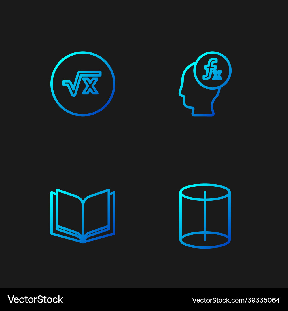 Set line geometric figure open book square root Set line geometric figure open book square root Vector Image