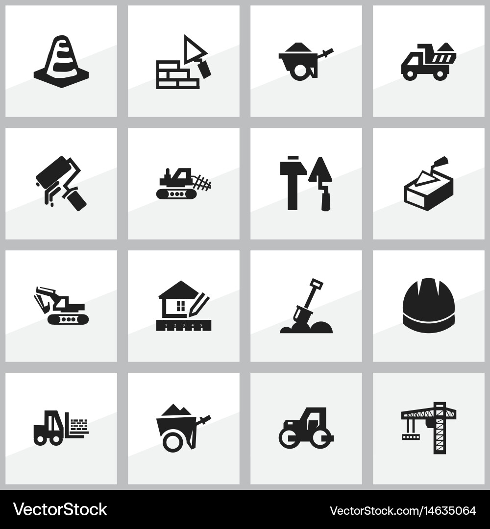 Set of 16 editable building icons includes vector image