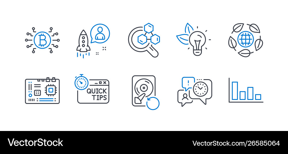 Set science icons such as startup bitcoin Set science icons such as startup bitcoin Vector Image