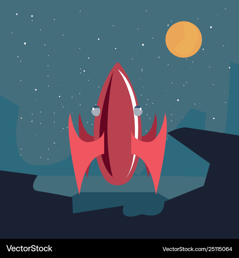 Spaceship on planet surface Vector Image